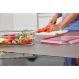Emsa CLIP & CLOSE N10406 Rettangolare Scatola 0,7 L Trasparente 1 pz, Casella trasparente/Rosso, Scatola, Rettangolare, 0,7 L, Trasparente, Vetro, 420 °C