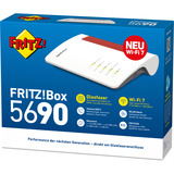 FRITZ! Box 5690 Router wireless, Router in fibra ottica Box 5690, Wi-Fi 7 (802.11be), Dual-band (2.4 GHz/5 GHz), Collegamento ethernet LAN, Rosso, Bianco, Router da tavolo