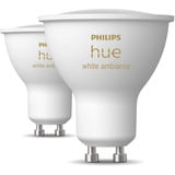 Philips Hue White Ambiance GU10 Spot Intelligente Confezione Doppia, Lampada a LED 