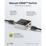 goobay Switch HDMI manuale 2 a 1 (4K @ 60Hz) Nero/Argento