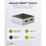 goobay Switch HDMI manuale 2 a 1 (4K @ 60Hz) Nero/Argento