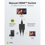 goobay Switch HDMI manuale 2 a 1 (4K @ 60Hz) Nero/Argento