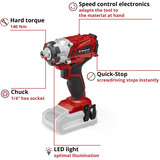 EINHELL Power X-Change Avvitatore a impulsi a batteria TE-CI 18/1 Li - Solo, 1/4", 18 Volt rosso/Nero