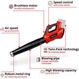 Einhell GE-LB 36/210 Li E-Solo soffiatore di foglie cordless 210 km/h Nero, Rosso rosso/Nero, Soffiatore portatile, 210 km/h, Nero, Rosso, Elettrico