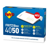 FRITZ! 4050 Router wireless Box 4050, Wi-Fi 6 (802.11ax), Dual-band (2.4 GHz/5 GHz), Collegamento ethernet LAN, Nero, Bianco, Router da tavolo/palo