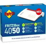 FRITZ! 4050 Router wireless Box 4050, Wi-Fi 6 (802.11ax), Dual-band (2.4 GHz/5 GHz), Collegamento ethernet LAN, Nero, Bianco, Router da tavolo/palo