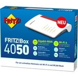 FRITZ! 4050 Router wireless Box 4050, Wi-Fi 6 (802.11ax), Dual-band (2.4 GHz/5 GHz), Collegamento ethernet LAN, Nero, Bianco, Router da tavolo/palo