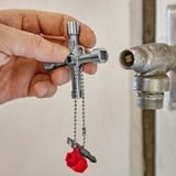KNIPEX 00 11 03 chiave di armadietti di controllo e utilità, chiave combinata   Metallico, Rosso, Zinco pressofuso, 4 gamba/gambe, 4 testina/e, Cerchio, Quadrato, Triangolo, 5,6,8 mm