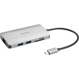 Kensington Hub portatile senza driver 8-in-1 USB-C UH1400P argento, USB 3.2 Gen 1 (3.1 Gen 1) Type-C, 85 W, 10,100,1000 Mbit/s, Nero, Argento, MicroSD (TransFlash), SD, Cina