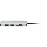 Kensington Hub portatile senza driver 8-in-1 USB-C UH1400P argento, USB 3.2 Gen 1 (3.1 Gen 1) Type-C, 85 W, 10,100,1000 Mbit/s, Nero, Argento, MicroSD (TransFlash), SD, Cina
