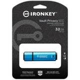 Kingston IronKey Vault Privacy 50 32 GB, Chiavetta USB celeste/Nero