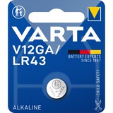 Varta ALKALINE V12GA, LR43 (Batteria Speciale , 1.5V) Blister da 1 LR43 (Batteria Speciale , 1.5V) Blister da 1, Batteria monouso, LR43, Alcalino, 1,5 V, 80 mAh, Metallico