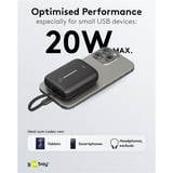 goobay Powerbank 10.000 mAh, cavo USB-C integrato 13 cm, 20 watt Nero