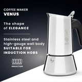 Bialetti Venus Induzione 4 Tazze argento, 0,23 L, Nero, Acciaio inossidabile, 4 tazze, Acciaio inossidabile, Venus Induction, CE