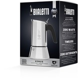 Bialetti Venus Induzione 4 Tazze argento, 0,23 L, Nero, Acciaio inossidabile, 4 tazze, Acciaio inossidabile, Venus Induction, CE