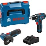 Bosch Set professionale 12V GSR 12V-15, GWS 12V-76 Combo Kit, Set di strumenti blu