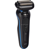 Braun Series 5 52-B7000cc Rasoio Trimmer Nero Nero/Blu, Rasoio, Nero, EasyClean, Pulsanti, LED, Batteria