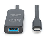 Digitus Cavo di prolunga attivo USB 3.2 Gen 1, connettore USB-C > presa USB-A Nero
