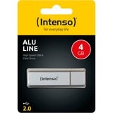 Intenso Alu Line unità flash USB 4 GB USB tipo A 2.0 Argento argento, 4 GB, USB tipo A, 2.0, 28 MB/s, Cuffia, Argento