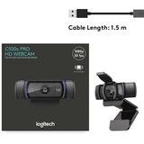 Logitech C920 PRO HD webcam 1920 x 1080 Pixel USB Nero Nero, 1920 x 1080 Pixel, 30 fps, 720p,1080p, USB, Nero, Clip/Supporto