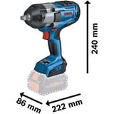 Bosch GDS 18V-1000 Professional 1750 Giri/min Nero, Blu, Avvitatore blu/Nero, Cacciavite a percussione, Impugnatura a pistola, 3/4", Nero, Blu, 1750 Giri/min, 1200 Giri/min