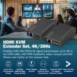 Digitus Set extender KVM HDMI, Estensione HDMI Nero