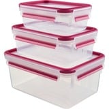 Emsa 515584 recipiente per cibo Rettangolare Scatola Verde, Trasparente 3 pz, Casella trasparente/Lampone, Scatola, Rettangolare, Verde, Trasparente, Elastomero Termoplastico (TPE), Germania, 3 pz