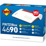 FRITZ! 4690 Router wireless Box 4690, Wi-Fi 7 (802.11be), Dual-band (2.4 GHz/5 GHz), Collegamento ethernet LAN, Rosso, Bianco, Router da tavolo