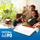 FRITZ! 4690 Router wireless Box 4690, Wi-Fi 7 (802.11be), Dual-band (2.4 GHz/5 GHz), Collegamento ethernet LAN, Rosso, Bianco, Router da tavolo
