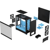 Fractal Design Pop Air Tower Nero, Ciano Nero/Blu chiaro, Tower, PC, Nero, Ciano, ATX, micro ATX, Mini-ITX, Acciaio, Vetro temperato, Multi