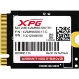 ADATA SGAMMIXS55-1T-C drives allo stato solido 1 TB M.2 PCI Express 4.0 NVMe 3D NAND, Disco a stato solido Nero, 1 TB, M.2, 5000 MB/s