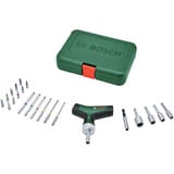 Bosch Cacciavite a cricchetto con impugnatura a T e set di punte, 22 pezzi, Set di bit verde/Nero