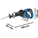 Bosch GSA 18V-32 2500 spm (fogli per minuto) Nero, Blu, Rosso, Scambiarsi sega blu/Nero, Senza spazzola, Nero, Blu, Rosso, 2500 spm (fogli per minuto), 3,2 cm, 23 cm, 17,5 cm