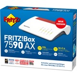 FRITZ! 7590 AX Router wireless, Router di rete Box 7590 AX, Wi-Fi 6 (802.11ax), Dual-band (2.4 GHz/5 GHz), Collegamento ethernet LAN, ADSL2+, Bianco, Router da tavolo