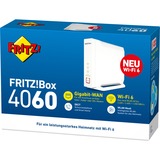 FRITZ! FRITZ!Box 4060, Router Box 4060, Wi-Fi 6 (802.11ax), Banda tripla (2.4 GHz/5 GHz/5 GHz), Collegamento ethernet LAN, Bianco, Router da tavolo