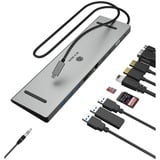 ICY BOX IB-DK2106a-CPD Cablato USB 3.2 Gen 1 (3.1 Gen 1) Type-C Antracite, Nero, Docking station argento, Cablato, USB 3.2 Gen 1 (3.1 Gen 1) Type-C, 100 W, 3,5 mm, 10,100,1000 Mbit/s, Antracite, Nero