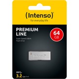 Intenso Premium Line unità flash USB 64 GB USB tipo A 3.2 Gen 1 (3.1 Gen 1) Argento 64 GB, USB tipo A, 3.2 Gen 1 (3.1 Gen 1), 100 MB/s, Senza coperchio, Argento