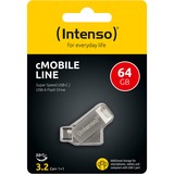 Intenso cMobile Line unità flash USB 64 GB USB Type-A / USB Type-C 3.2 Gen 1 (3.1 Gen 1) Argento argento, 64 GB, USB Type-A / USB Type-C, 3.2 Gen 1 (3.1 Gen 1), 70 MB/s, Girevole, Argento