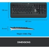 Logitech Advanced MK540 tastiera Mouse incluso USB QWERTY Olandese Nero, Bianco, Set desktop grigio scuro, Wireless, USB, Interruttore a chiave a membrana, QWERTY, Nero, Bianco, Mouse incluso