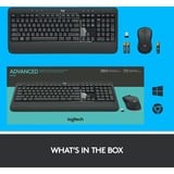 Logitech Advanced MK540 tastiera Mouse incluso USB QWERTY Olandese Nero, Bianco, Set desktop grigio scuro, Wireless, USB, Interruttore a chiave a membrana, QWERTY, Nero, Bianco, Mouse incluso