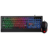 Thermaltake Challenger Combo tastiera Mouse incluso USB Tedesco Nero, Set desktop Nero, Cablato, USB, Interruttore a chiave a membrana, LED, Nero, Mouse incluso