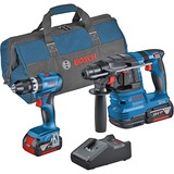 Bosch Set combinato Trapano avvitatore a percussione a batteria GSB 18V-45 + Martello perforatore a batteria GBH 18V-22, Trapano a percussione blu