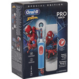 Braun Vitality Pro Kids Spiderman Bambino Spazzolino rotante-oscillante Blu, Rosso, Spazzolino da denti elettrico blu/Bianco, Bambino, Spazzolino rotante-oscillante, Cura quotidiana, Sensibile, Super sensitive, Blu, Rosso, 7800 movimenti per minuto, 4 x 30 sec