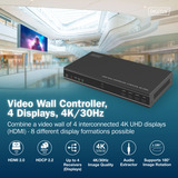 Digitus Controller per videowall HDMI 4K, 4 display, Splitter HDMI Nero