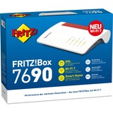 FRITZ! FRITZ!Box 7690, Router Box 7690, Wi-Fi 7 (802.11be), Dual-band (2.4 GHz/5 GHz), Collegamento ethernet LAN, VDSL, Bianco, Router da tavolo