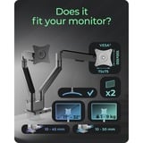 ICY BOX IB-MS524-T 81,3 cm (32") Scrivania Grigio, Argento, Base per monitor grigio, Morsetto/occhiello, 18 kg, 43,2 cm (17"), 81,3 cm (32"), 100 x 100 mm, Grigio, Argento