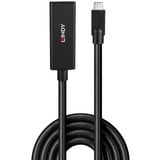 Lindy 43364 cavo USB USB 3.2 Gen 2 (3.1 Gen 2) 5 m USB C 10 Gbit/s Nero, Cavo di prolunga Nero, 5 m, USB C, USB C, USB 3.2 Gen 2 (3.1 Gen 2), 10 Gbit/s, Nero