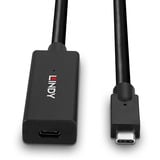 Lindy 43364 cavo USB USB 3.2 Gen 2 (3.1 Gen 2) 5 m USB C Nero, Cavo di prolunga Nero, 5 m, USB C, USB C, USB 3.2 Gen 2 (3.1 Gen 2), 10 Gbit/s, Nero