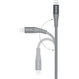 Nevox 1886 cavo Lightning 2 m Grigio, Argento argento/grigio, 2 m, Lightning, USB C, Maschio, Maschio, Grigio, Argento