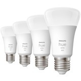 Philips Hue Philips Hue White 4 Lampadine Smart E27 60 W, Lampada a LED Philips Hue White 4 Lampadine Smart E27 60 W, Lampadina intelligente, Bianco, Bluetooth/Zigbee, LED, E27, Bianco caldo
